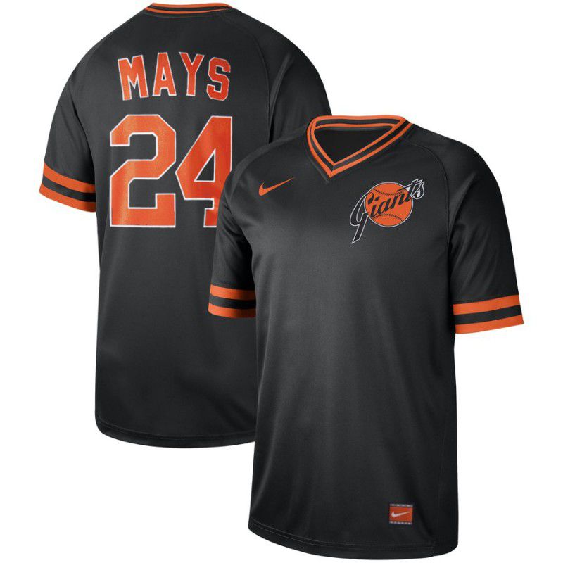 Men San Francisco Giants 24 Mays Black Nike Cooperstown Collection Legend V-Neck MLB Jersey